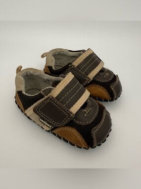Pediped Original Adrian Chocolate All Leather Infant Shoes Crib Sz 12-18 Month